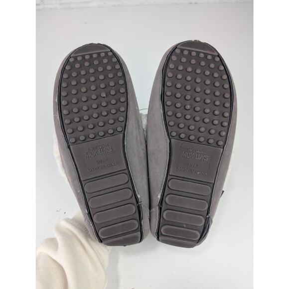 Mukluks Womens 7 Jayluh Suede & Faux Fur Lining Moccasin Slipper - Purplish Gray - Picture 6 of 7